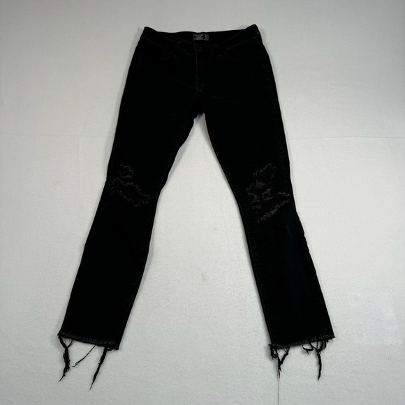 Abercrombie Fitch Harper Low Rise Super Skinny Jeans Womens Size 27/4 Black Wash - Picture 2 of 16